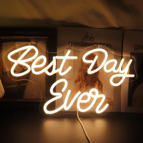 Vista 12 de QiaoFei Letrero LED de neón con texto en inglés «Cheers To Love» alimentado por USB con regulador de intensidad, luces de neón para habitación