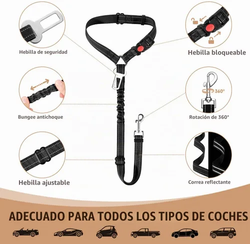 Vista 5 de SlowTon Correa de cinturón de seguridad para perro para auto, paquete de 2 arneses ajustables con amortiguador elástico, correa de 2 en 1 para a.
