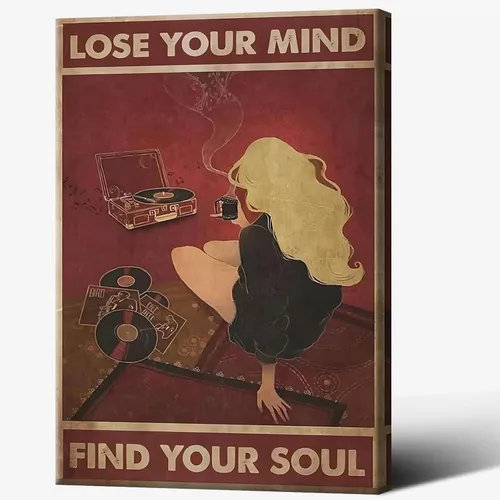 Vista 25 de Póster vintage con texto en inglés «Lose Your Mind Find Your Soul» («Lose Your Mind Find Your Soul») con cita inspiradora, arte de pared, arte