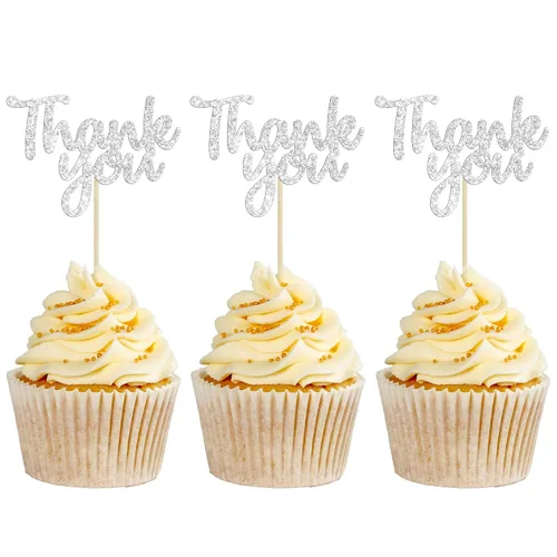 Vista 12 de Gyufise Paquete de 36 adornos para cupcakes con purpurina negra para Acción de Gracias, decoraciones para baby shower, niños y niñas, suministros