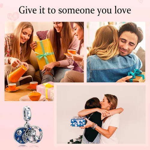 Vista 6 de MITSOKU Heart Art Line Man Dog Pumpkin Flowers Dangle Pendants Beads for Women Bracelets Necklaces 925 Sterling Silver Spider-Hero Man Charms