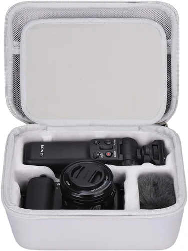 Vista 8 de FBLFOBELI Estuche rígido de almacenamiento EVA para Sony ZV-E10/ZV-E1/ZV-E10 II Vlog cámara digital, para trípode (GP-VPT2BT), micrófono, lente