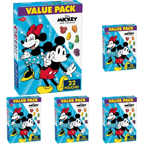 Vista 3 de Disney Mickey and Friends - Snacks con sabor a frutas, bolsas de golosinas, aperitivos sin gluten, 10 unidades, 8 onzas