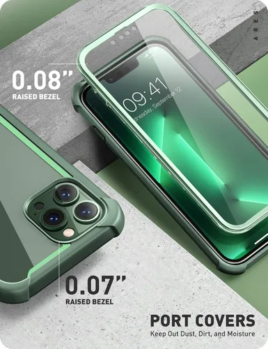 Vista 6 de i-Blason Ares - Funda para iPhone 13 Pro Max de 6.7 pulgadas [protector de pantalla integrado] [protección de grado militar] Funda transparente