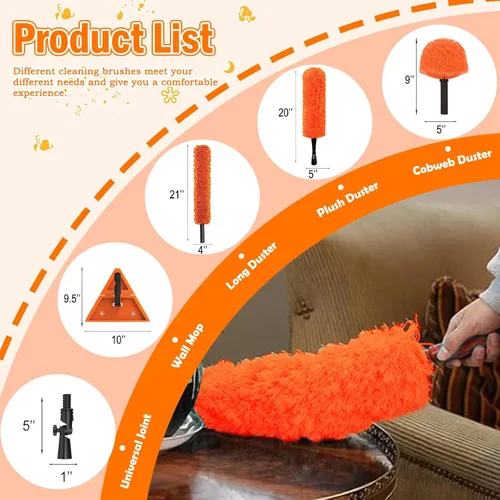 Vista 3 de LAANPOLE 26FT Reach Dusters for Cleaning, Ceiling Fan Cleaner Duster with Extension Pole, Wall and Baseboard Cleaner Mop with Handle for Window