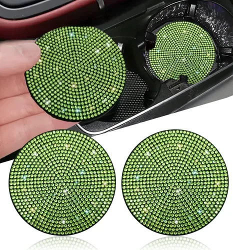 Vista 12 de NBTEPEM 2 posavasos de auto con diamantes de imitación, 2.75 pulgadas, antideslizantes, a prueba de golpes, universal, a la moda, para auto