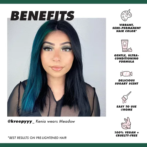 Vista 3 de Lime Crime Tinte para el cabello de unicornio de cobertura completa, prado (verde oscuro) – Color de cabello semipermanente vegano y libre