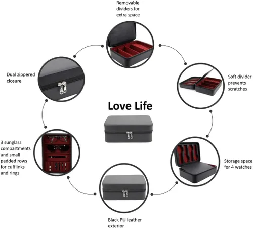 Vista 8 de Love Life - Joyero y organizador para relojes, gemelos y lentes de sol
