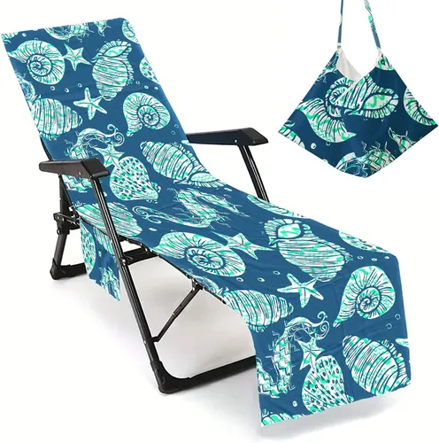 Vista 9 de Todo el Mundo Necesita Vitamina del Mar Funda para Silla de Playa con Bolsillos Laterales, Toalla Gruesa y de Secado Rápido para Tumbona, Piscina
