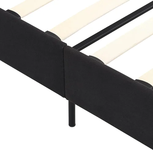 Vista 8 de Base de cama tamaño King, moderna cama tapizada con cabecero, base de cama pesada con soporte de listones de madera, fácil montaje, no necesita