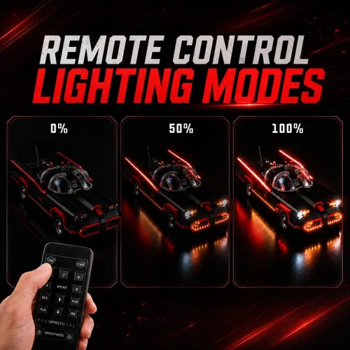 Vista 2 de Kit de luz LED compatible con Lego Batman Classic TV Series Batmobile 76328 bloques de construcción, control remoto actualizado, solo luces, juego