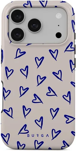 Vista 42 de BURGA - Funda p/teléfono compatible con iPhone 13 Pro, carcasa rígida híbrida de 2 capas + Funda protectora de silicona, almendras latte a lunares
