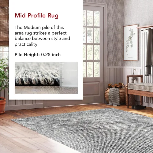 Vista 5 de nuLOOM Alessi - Alfombra decorativa de algodón sólido de granja, 2 x 3, color gris