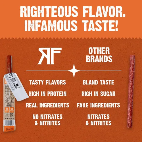 Vista 5 de Righteous Felon Palitos de carne Palitos de carne 100% Palitos de carne sin gluten y keto Palitos de carne bajos en azúcar y altos