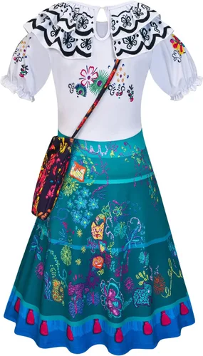 Vista 3 de Avady Encanto Dress for Girls Cosplay Mirabel Princess Birthday Halloween Christmas Party Dress Up With Full Accessories