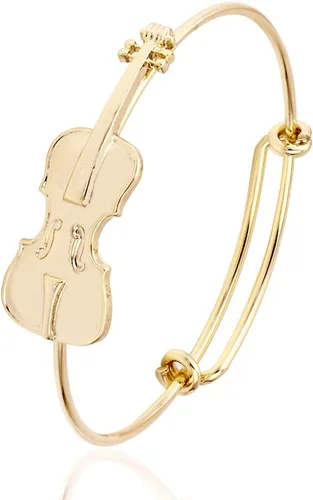 Vista 7 de Pulseras Preppy para amantes de la música, pulsera elástica para violín, regalos de joyería Oro rosa antiguo