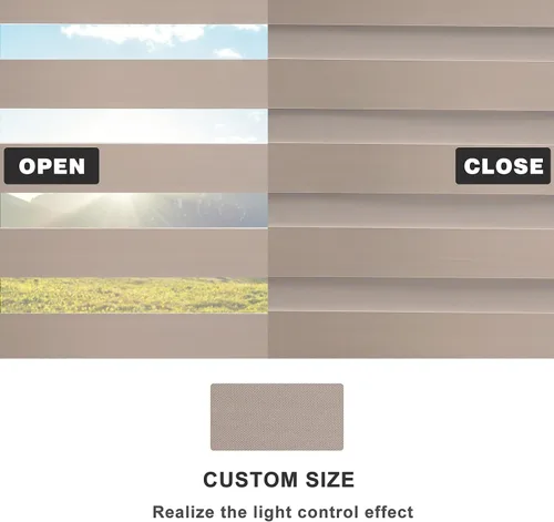 Vista 4 de MYshade Persianas enrollables de cebra opacas (85 %) con cordón para ventanas interiores, persianas de doble capa beige para dormitorio, baño, sala