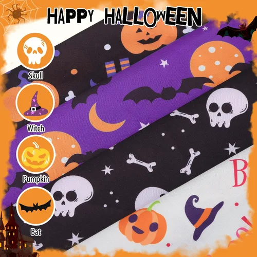 Vista 4 de PUPTECK Bandanas de Halloween para perros, 4 unidades, disfraces suaves para mascotas, bufandas triangulares, accesorios para mascotas para perros