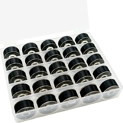 Vista 9 de New Brothread 25 piezas de colores surtidos 70D/2 (60WT) hilo de bobina preenrollado tamaño A SA156 para bordado y máquina de coser DIY hilo de 60WT