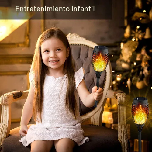 Vista 4 de Kurifier Luces solares para exteriores, paquete de 8 antorchas solares con llama parpadeante, luz solar impermeable para jardín, luces solares al