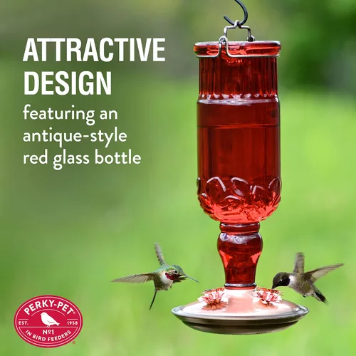 Vista 2 de Perky-Pet 8119-2 - Alimentador de colibrí con forma de botella, estilo antiguo y de color rojo