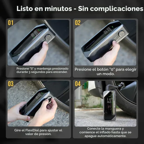 Vista 7 de FLEXTAILGEAR Inflador de neumáticos portátil, bomba de aire eléctrica recargable con control de presión de perilla, compresor de aire inalámbrico