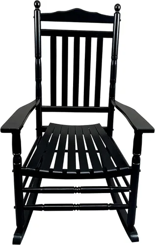 Vista 3 de Mecedora de porche para patio con respaldo alto para uso en interiores y exteriores, mecedora de madera con reposabrazos para adultos, sillas