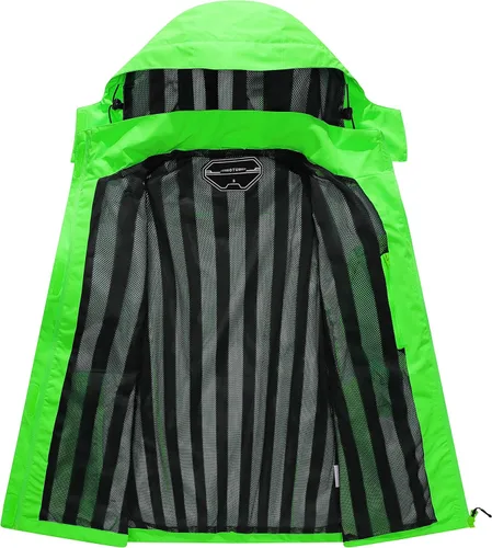 Vista 3 de OTU Chaqueta impermeable para mujer, ligera, impermeable con capucha para senderismo, viajes al exterior.