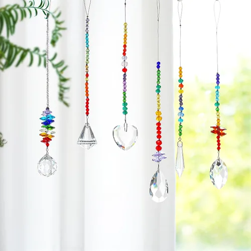 Vista 7 de 6 piezas de coloridos colgantes de prisma de cristal para ventana Transparente 1*