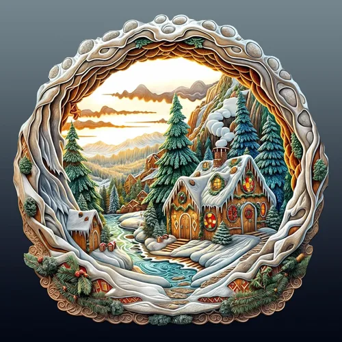 Vista 13 de Rompecabezas de madera de Navidad para adultos, rompecabezas de madera de pueblo nevado, rompecabezas de madera para adultos, regalos