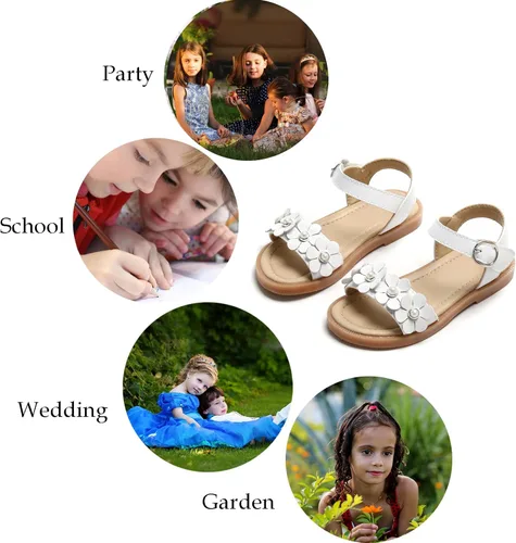 Vista 7 de GINFIVE Sandalias para niñas pequeñas, zapatos de verano para niñas pequeñas