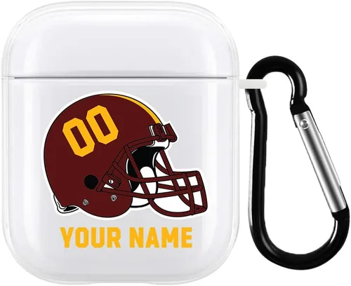 Vista 26 de Funda de casco de fútbol con nombre y número para Apple AirPods de 2ª y 1ª generación, regalo personalizado para fanáticos de los deportes de Arizona