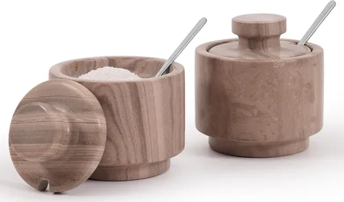Vista 8 de MARBLOUS KRAFTS Salero de Mármol con Tapa y Cuchara 3" Caja de Sal Navideña Escamosa Cebra Negra para Regalo, Juego Pequeño Moderno de 2