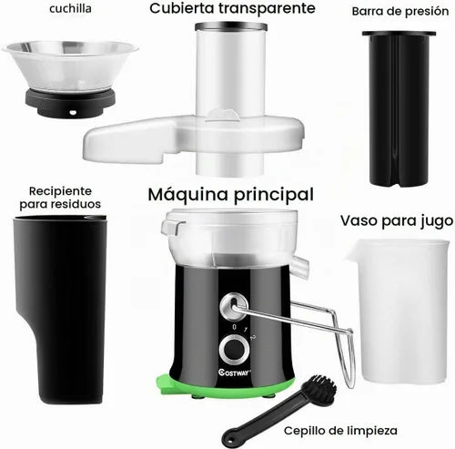 Vista 9 de COSTWAY Máquina exprimidora, exprimidor centrífugo con boca de 3 pulgadas de ancho, máquina de jugo de acero inoxidable sin BPA con control de 2