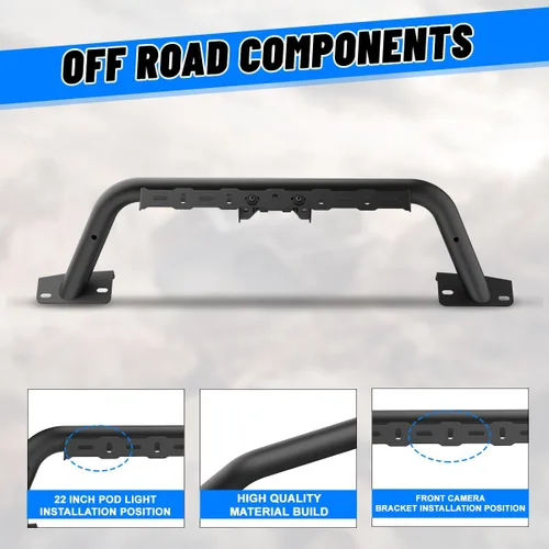 Vista 4 de ROXX Bull Bar - Barra protectora delantera para accesorios Ford Bronco, protector de parachoques delantero, barra atornillable todoterreno 3B.