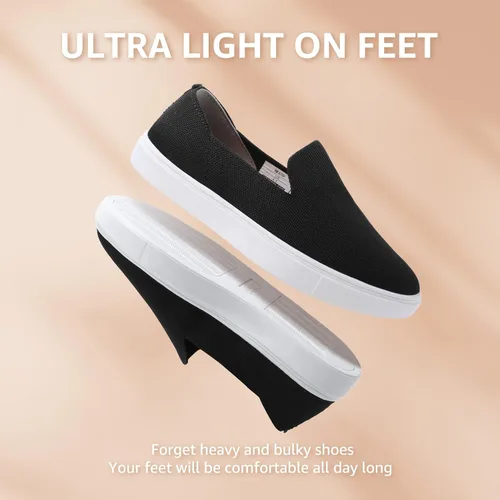 Vista 5 de STQ Zapatos sin cordones para mujer, transpirables, de moda, cómodos, de punto, casuales