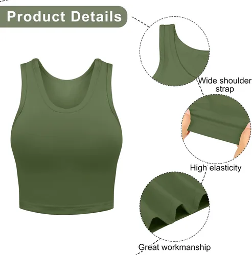Vista 3 de URATOT Paquete de 6 camisetas sin mangas para mujer, básicas, con espalda cruzada, de algodón, para yoga, correr, GrisBlanco