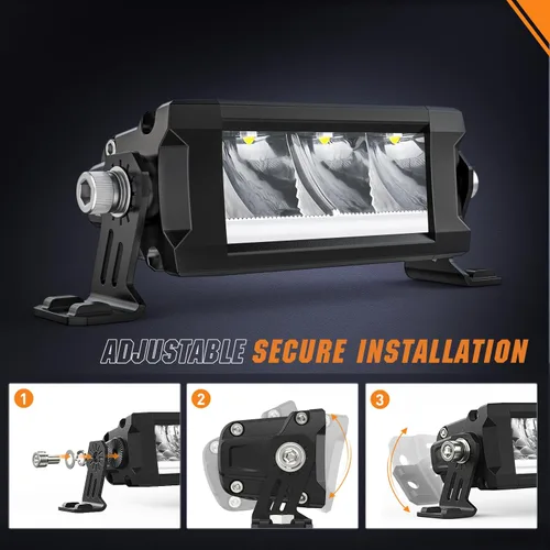 Vista 8 de Nilight Barra de luz LED con DRL ámbar 2 PCS 15 W 5.3 pulgadas fila única 1680 LM anti-reflejo punto todoterreno luces de conducción delgadas IP68
