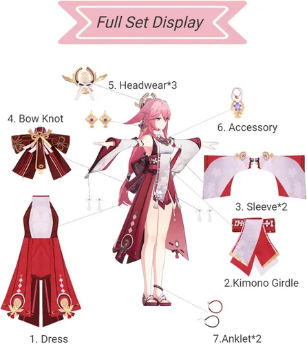 Vista 6 de Nuoqi Venti Cosplay Raiden Shogun Cosplay Yae Miko Cosplay Genshin Impact Cosplay Disfraces