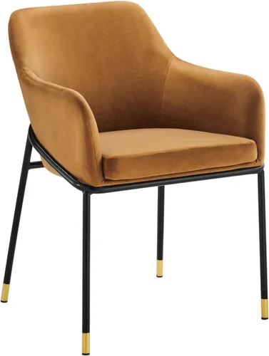 Vista 10 de [Usado] Modway EEI-4671-BLK-ORA Jovi Performance - Sillón de comedor de terciopelo, color negro y naranja