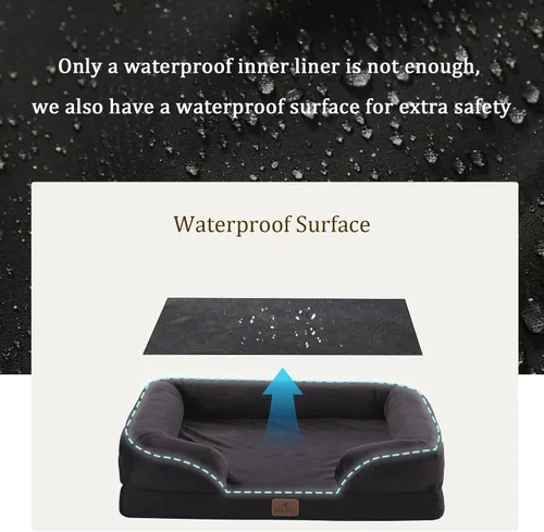 Vista 3 de Bedfolks Cama ortopédica para perros extra pequeña, sofá cama impermeable para perros y gatos pequeños, sofá cama de espuma de huevo para mascotas