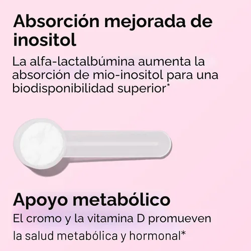 Vista 3 de Theralogix Ovasitol Plus Bote Suplemento de Salud Metabólica - Mio-Inositol y D-Chiro Inositol+Picolinato de Cromo+Alfa-lactalbúmina y Vitamina D