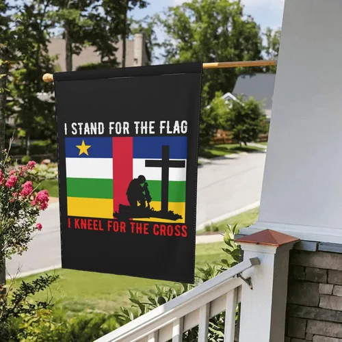 Vista 8 de I Stand For The Central African Republic Flag And I Kneel For The Cross Garden Flag 28"x40" Inch Double Sided Garden Flags Home Lawn Outdoor Decor