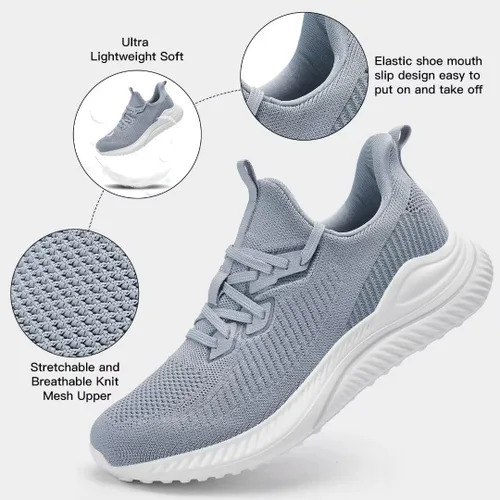 Vista 3 de Akk Zapatos deportivos para caminar para hombre, para correr, tenis para entrenamiento, atletismo, gimnasio, sin cordones, cómodos, transpirables