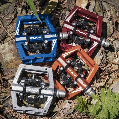 Vista 6 de Funn Mamba S MTB - Pedales sin clip de doble cara, pedales de bicicleta de montaña de plataforma compacta, compatibles con tacos SPD, pedales