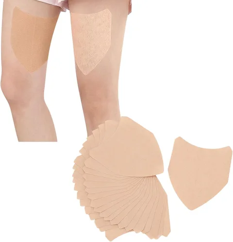 Vista 7 de Agatige 20 parches antifricción en los muslos, color de la piel en forma de V, protectores elásticos de rozaduras en los muslos, almohadillas