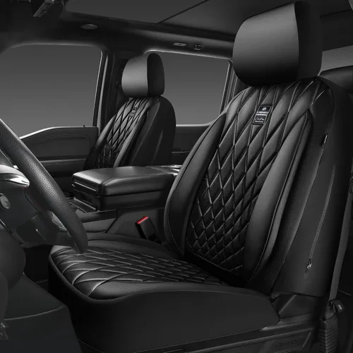Vista 31 de Car Pass - Juego completo de fundas de asiento de lujo con ribete de cuero sintético, cubiertas de asiento automotrices antideslizantes impermeables