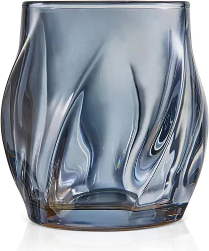 Vista 10 de Juego de 2 vasos de whisky, vasos de rocas, vasos de 8.5 OZ, vasos de cóctel de cristal creativos con diseño retorcido para bourbon, escocés