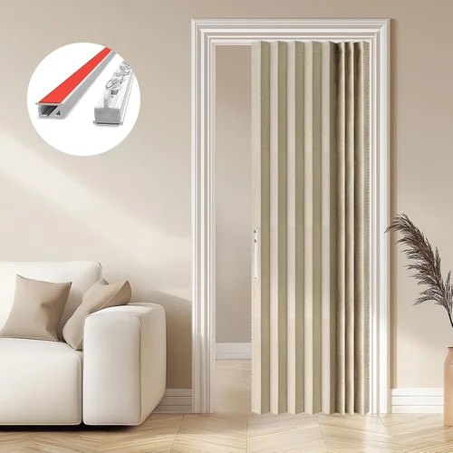 Vista 25 de AJAZZ Cortinas 100% Opacas para Puertas Corredizas de Entrada, Puertas de Acordeón para Entrada, Cortina Magnética para Puerta de Dormitorio Sala