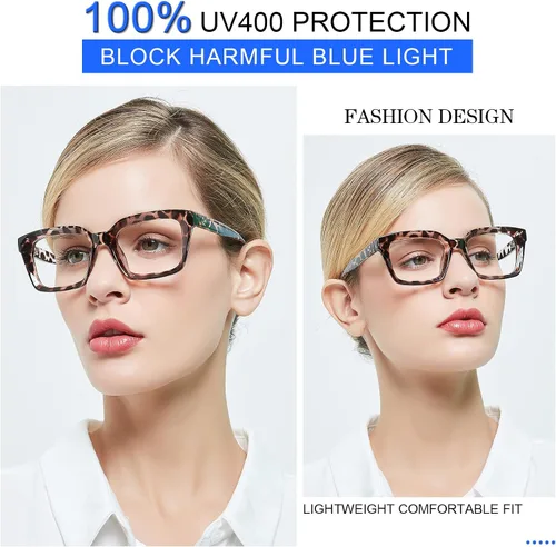 Vista 2 de MARE AZZURO Lentes de computadora para mujer, con bloqueo azul, elegantes lentes de juego para mujer, sin aumento